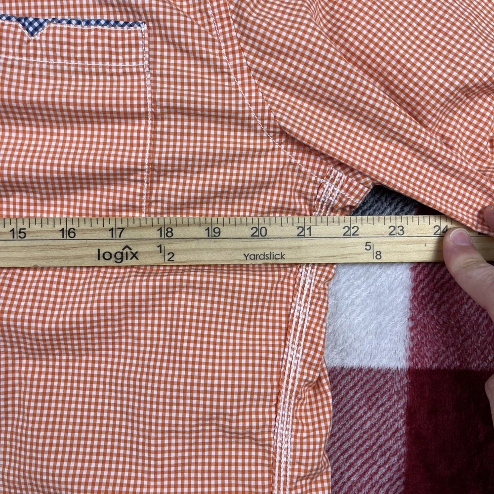 Robert Graham Shirt Mens XL Orange Gingham Tailored Fit Button Up‎ Lightweight
